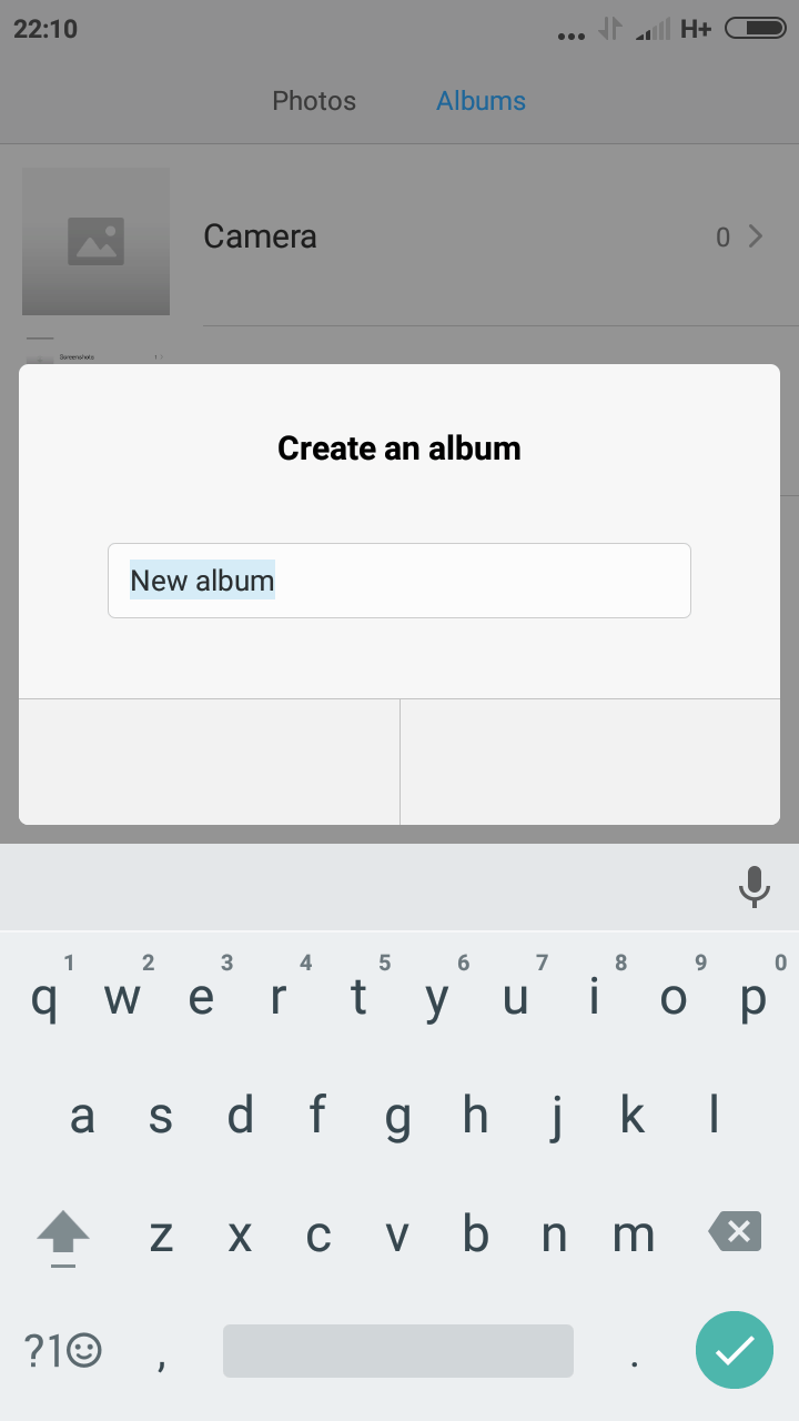  once you have clicked the unlabeled button in add albums this is your landing page. just above halfway you are able to create labums with the keyboard the bottom third of the screen. the ok button is on the right and the cancel button is on the left