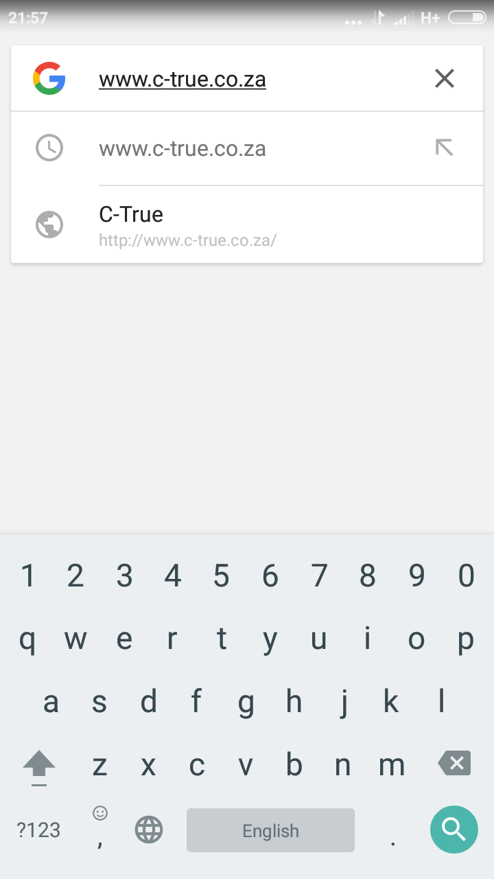 the search bar is about 1 cm from the top. currently you are on the c-true site
