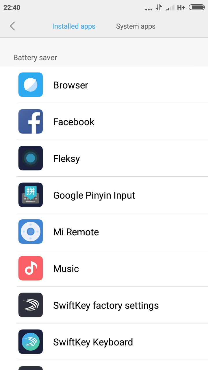 this is a list of all your installed apps. the installed apps button is about 2cm from the top edge  to the right is the systems apps button