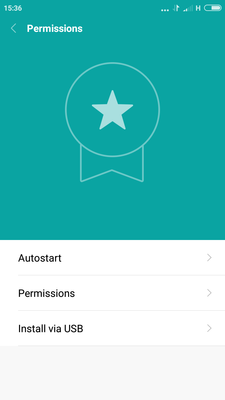 Permissions. On this page you can manage what apps autostart, the other two buttons are a permissions button that takes you to a list of apps to manage the permissions. the last button is install app via usb